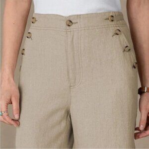 Sundance Linen Trouser Pants 10P High Waist Tan Lagenlook Coastal Neutral Casual